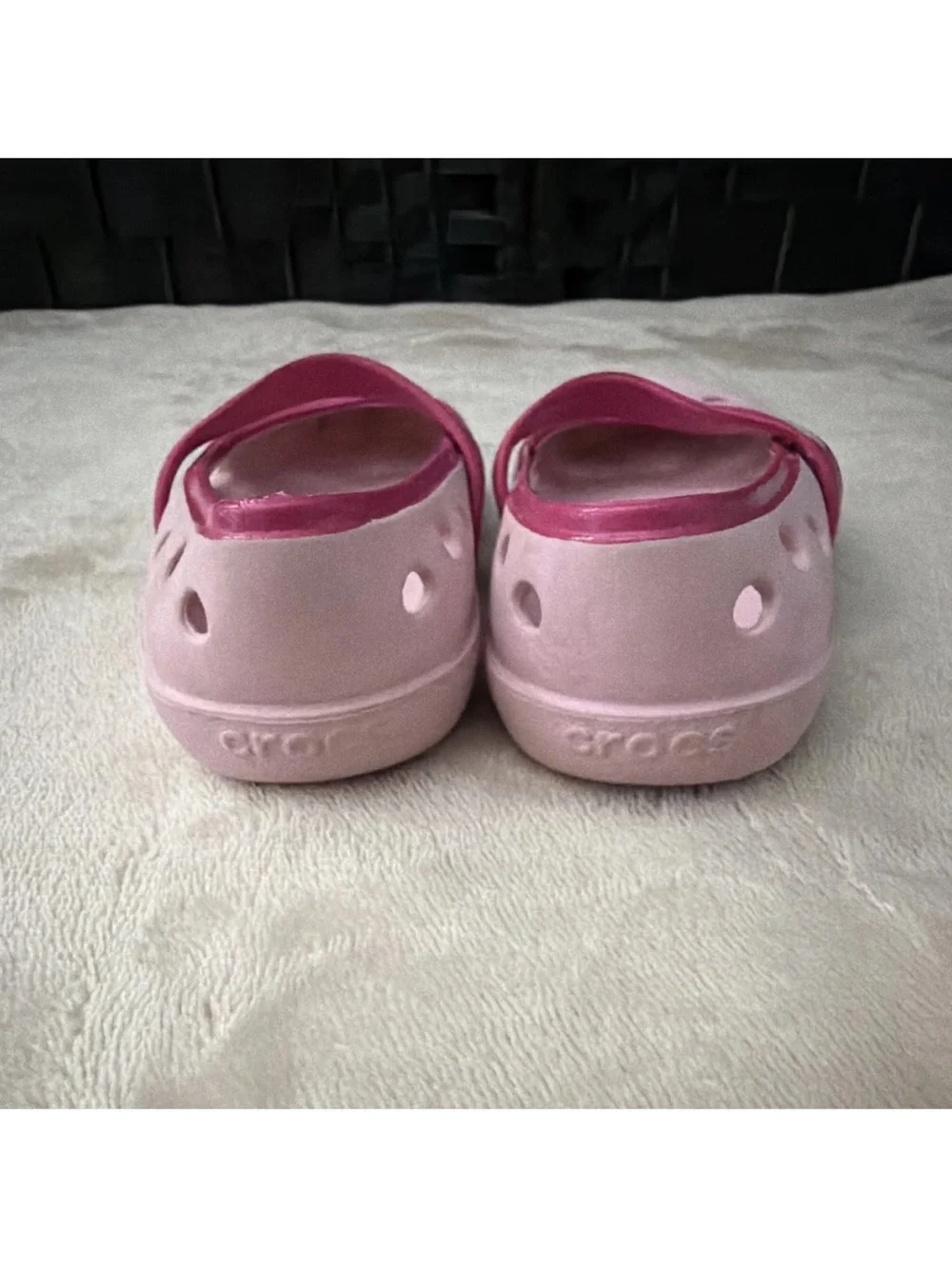 CROCS Pink Slip-On Mary Jane Shoes, Toddler Size 6